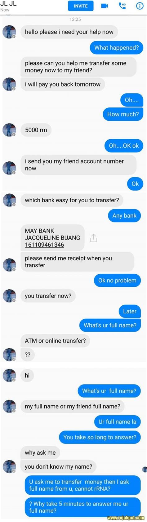 Facebook scammers asking for money